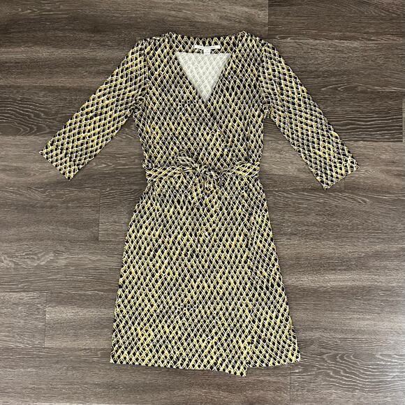 NWOT Diane Von Furstenberg New Julian Two Silk Wrap Dress Snake 3/4 Sleeve Midi - Picture 2 of 16